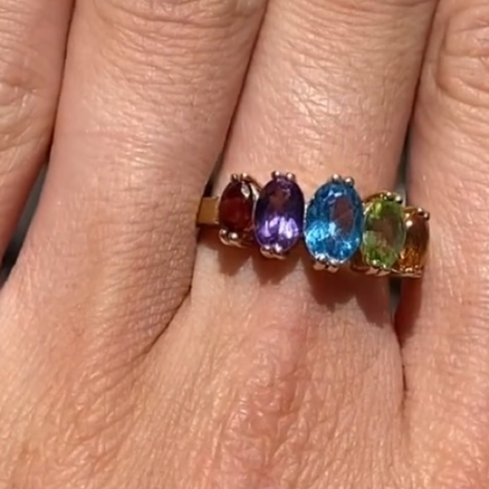 Multicolor Gemstone Gold Ring - Picture 10 of 12